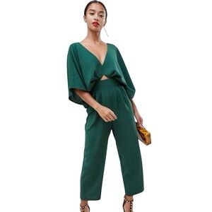 ASOS Kimono Sleeve Culotte Jumpsuit Green